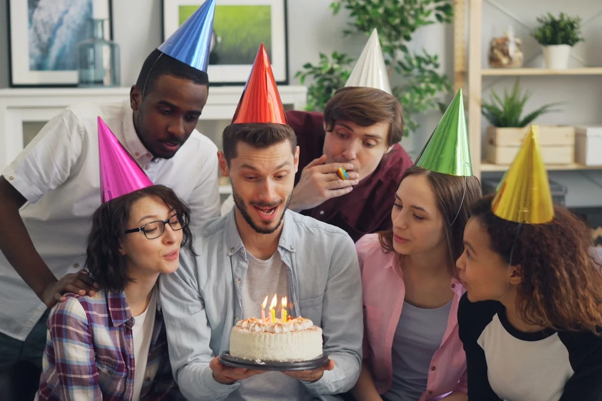 Family celebrating with personalized AI video greeting